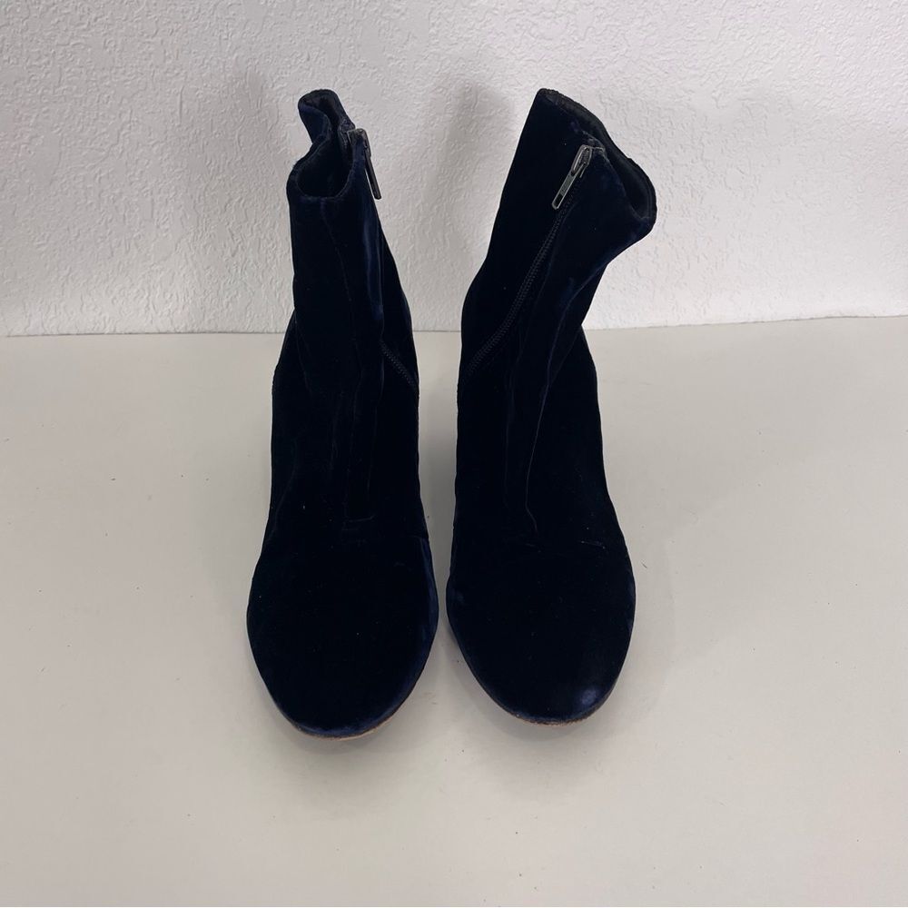 ASH Navy Blue Velvet Block Heel Booties - Picture 3 of 7
